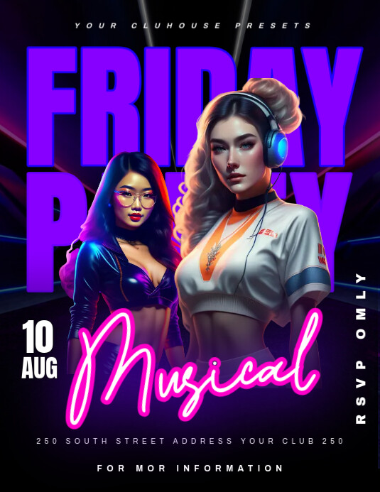 friday musical Ulotka (US Letter) template