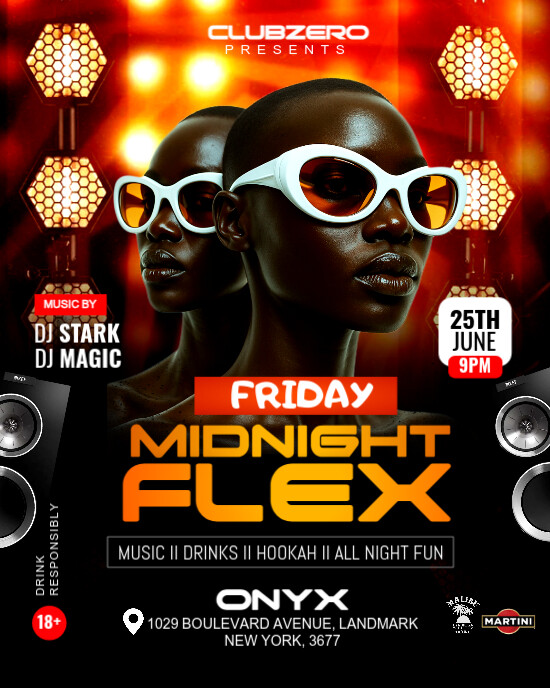 Friday night club flyer Instagram Portrait template