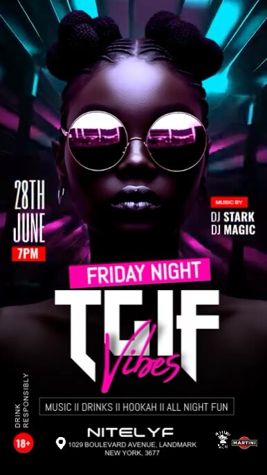 Friday night club flyer História do Instagram template