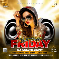 Friday night club party Square (1:1) template