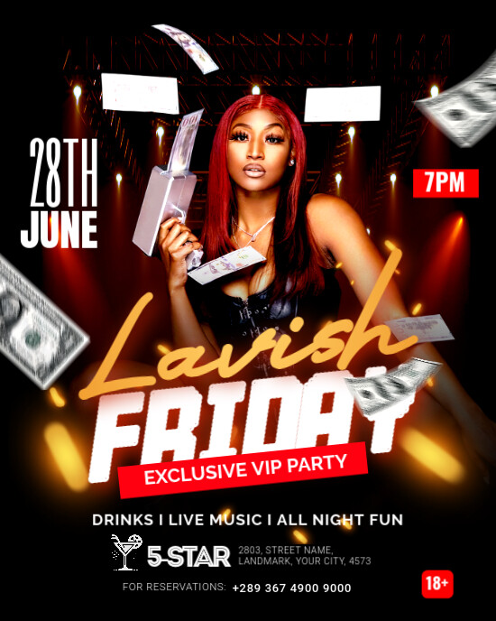 Friday Night club party Instagram Portrait template
