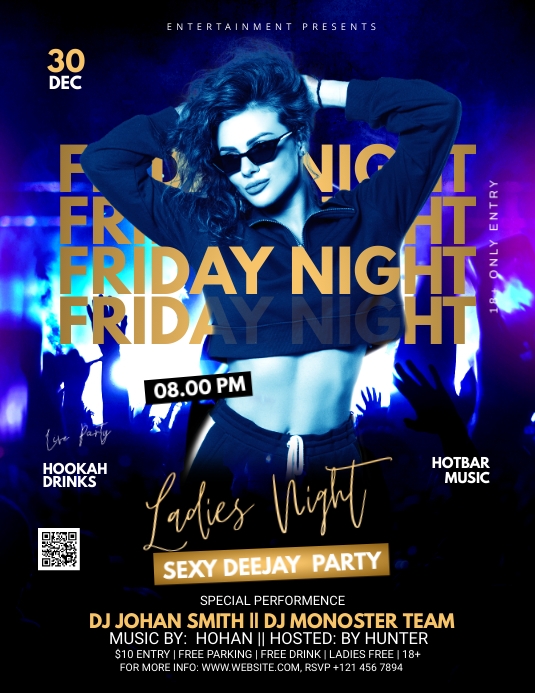 Friday Night Club Party Flyer Template | PosterMyWall
