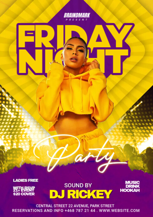 Friday Night club party flyer Template | PosterMyWall