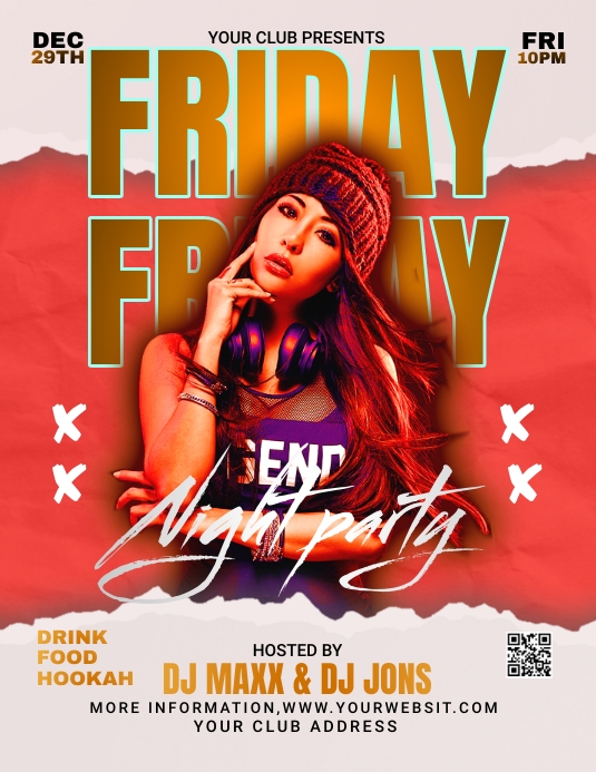 Friday night club party flyer Template | PosterMyWall