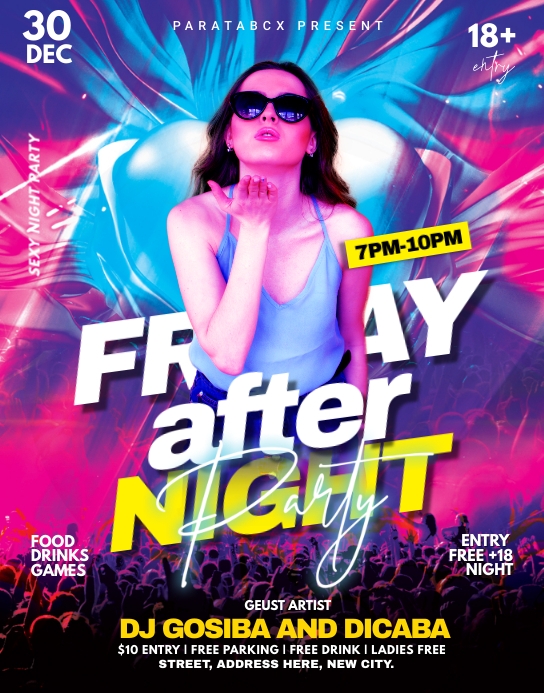 Friday Night Club Party Flyer Template | PosterMyWall