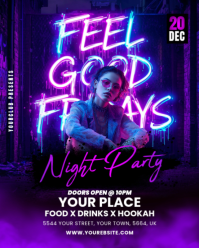 Friday night club party flyer Instagram Portrait template