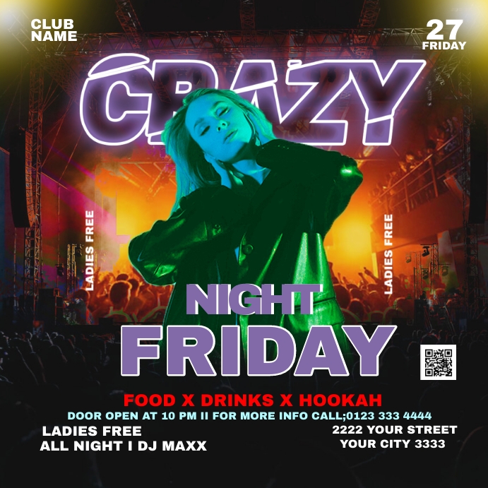 Friday Night club Party Flyer Template | PosterMyWall