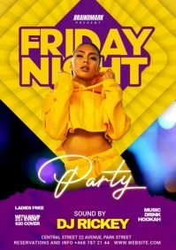Friday Night club party video flyer A3 template