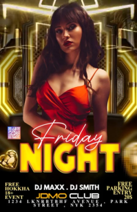 Black Club Night Event Halv side bred Template