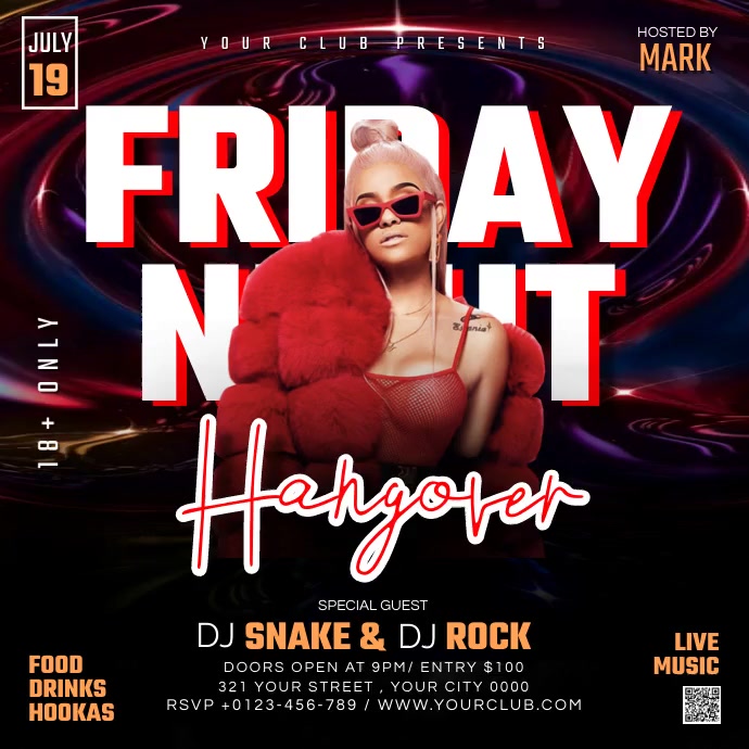 Friday Night Hangover Instagram Plasing template