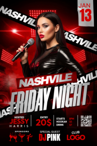 Friday Night Nashvile Party Plakat template