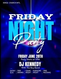 Friday Night Party Blue Flyer ใบปลิว (US Letter) template