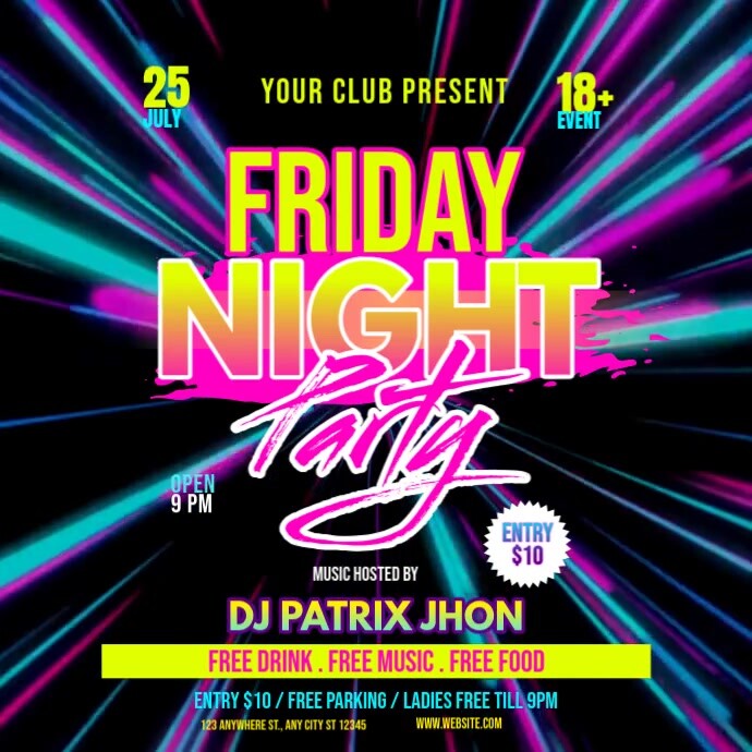 Copy of Friday night party | PosterMyWall