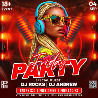 Rojo Party Event Vierkant Template