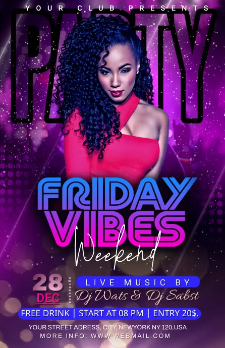 friday night party Meia página larga template
