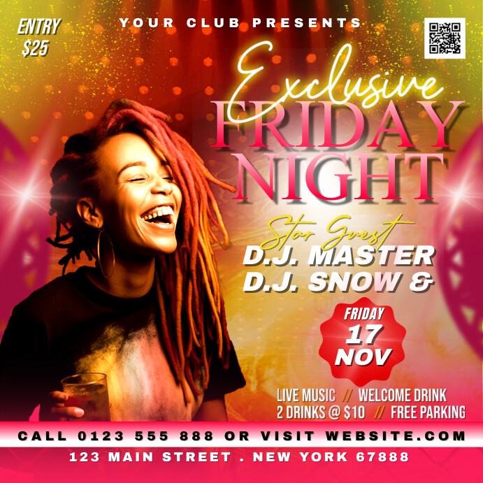 FRIDAY NIGHT PARTY Instagram Post template