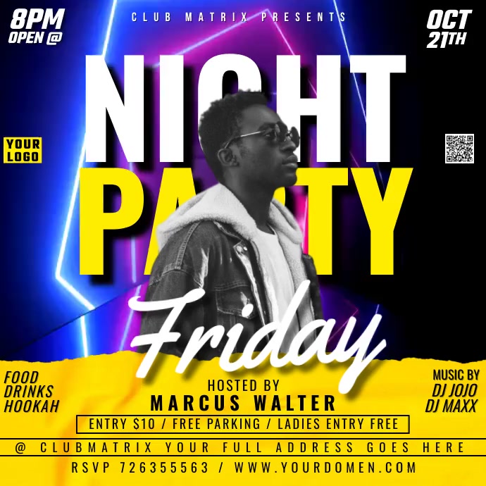 Friday Night Party Instagram Plasing template