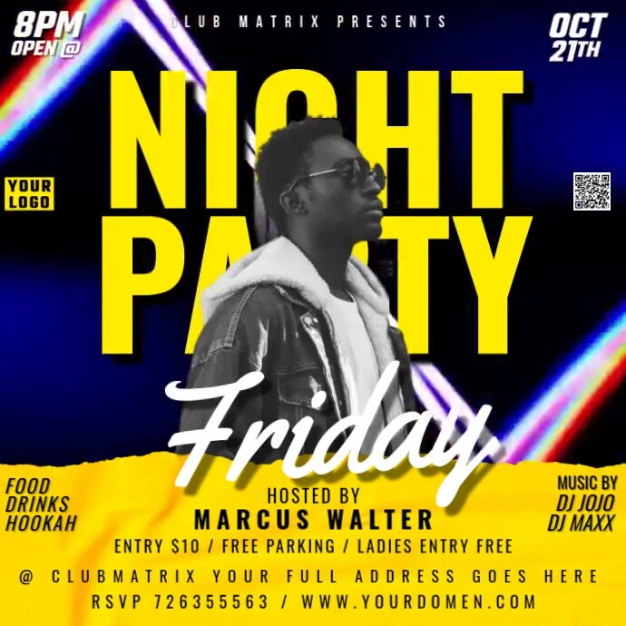 Friday Night Party Publicação no Instagram template