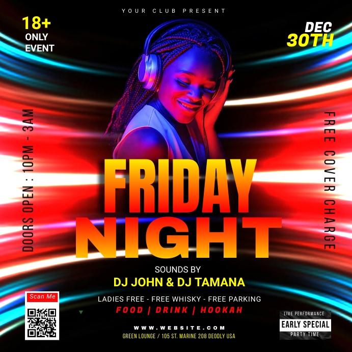 Friday Night party Publicação no Instagram template