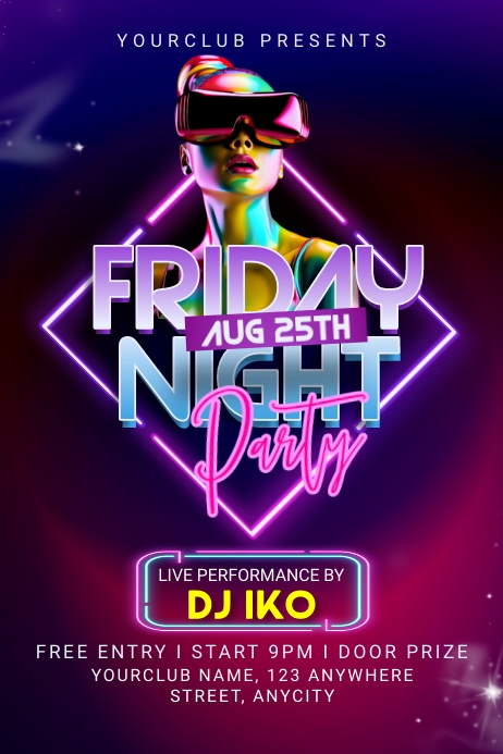 Friday Night Party Poster template