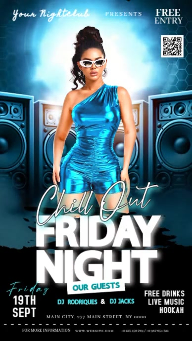Friday Night Party Event Ad Video Design Template Instagram Story