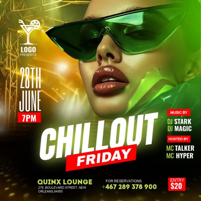 Friday night party flyer Publicação no Instagram template