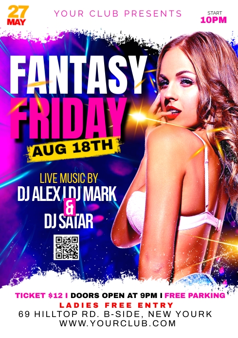 Friday Night Party Flyer Design A4 template