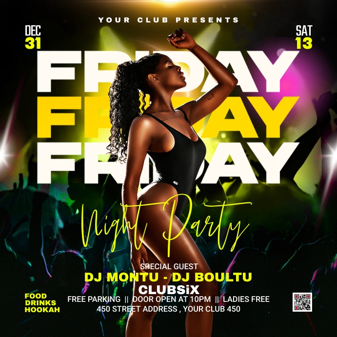 friday night party flyer Publicação no Instagram template