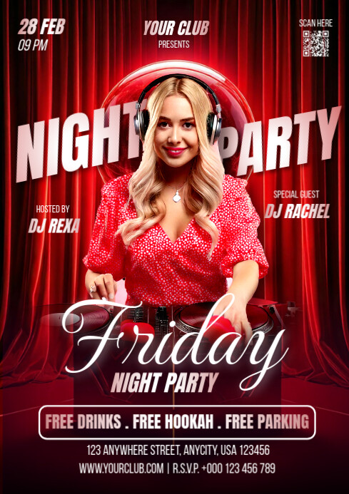 Friday Night Party Poster Flyer Template | PosterMyWall