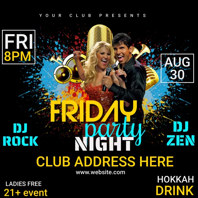 Friday night party template PosterMyWall