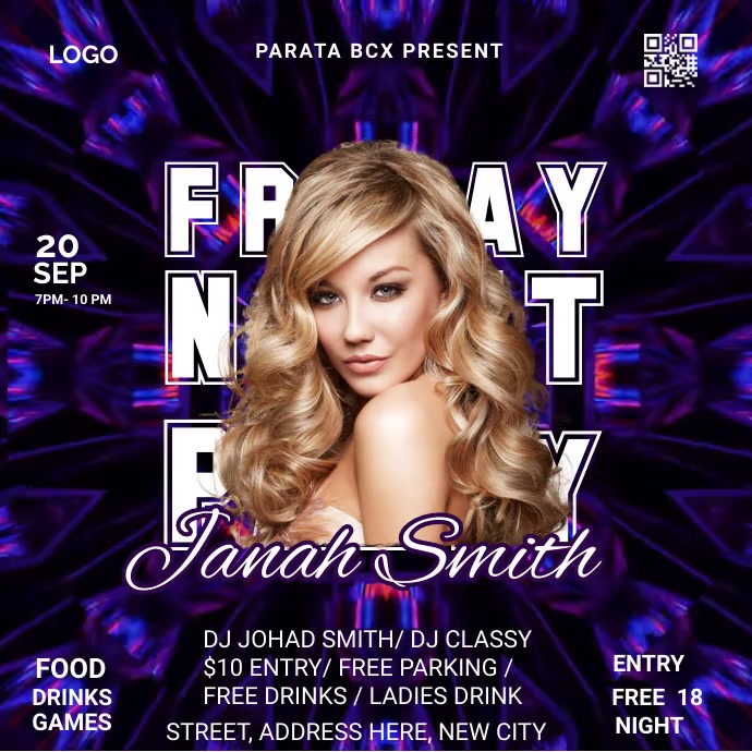 Friday Night Party Video Ads Instagram na Post template