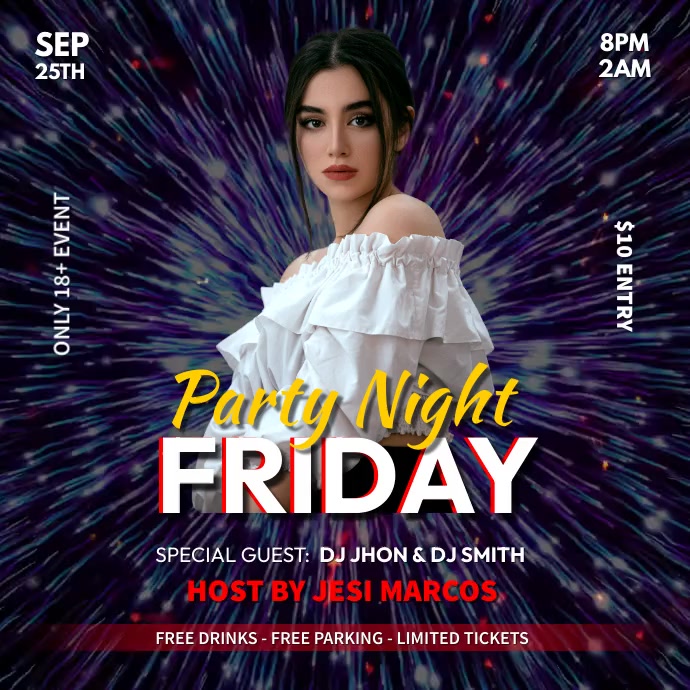 Friday Night Party Video Instagram Plasing template