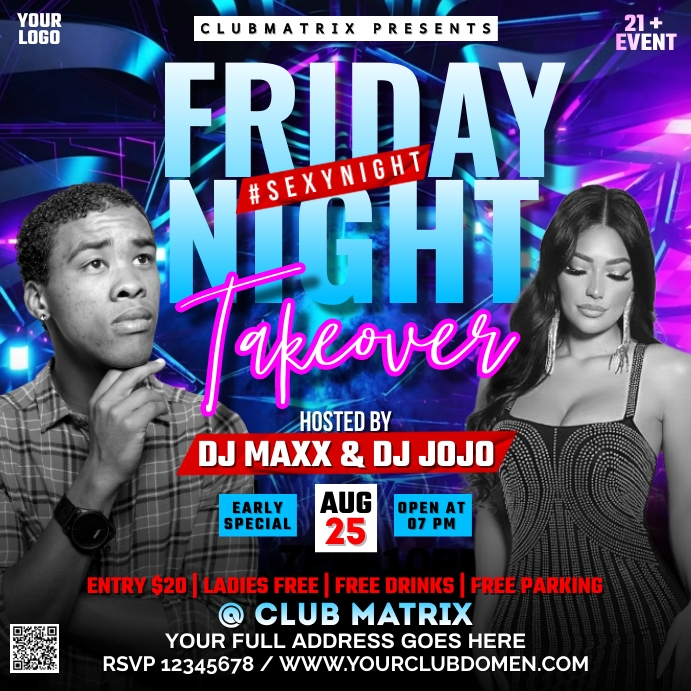Friday night takeover Post Instagram template