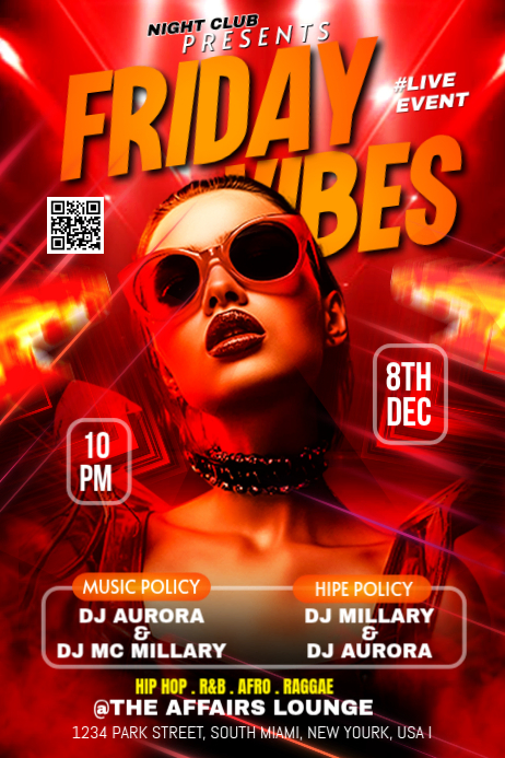 Friday Vibes Nightclub Event Template | PosterMyWall