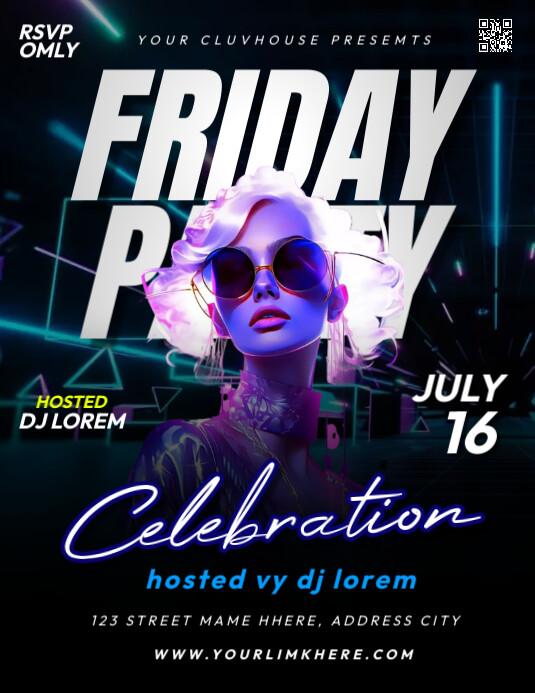 FRIDAY PARTY Folheto (US Letter) template