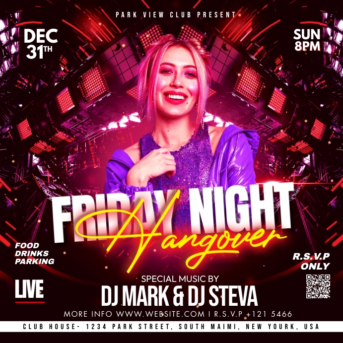 Friday party flyer Square (1:1) template