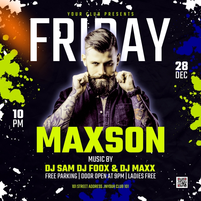 friday night party flyer Quadrado (1:1) template