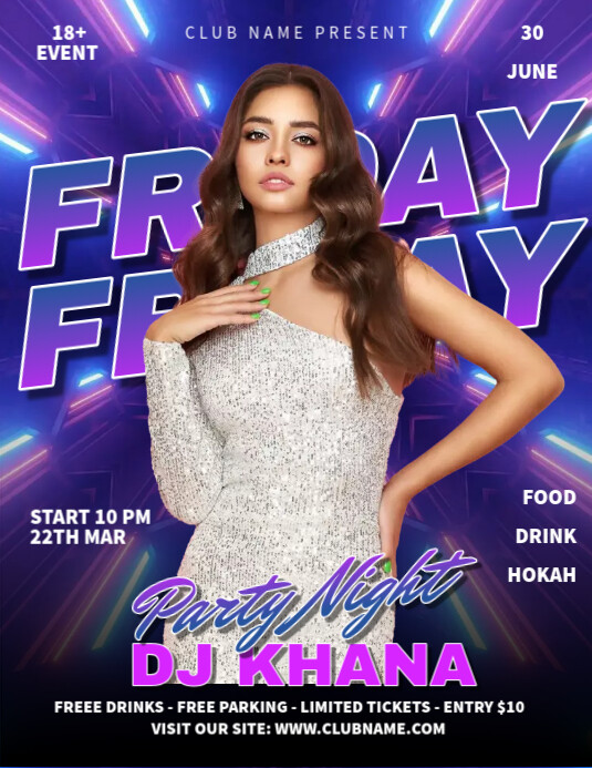 Friday Party Night Ads Pamflet (VSA Brief) template