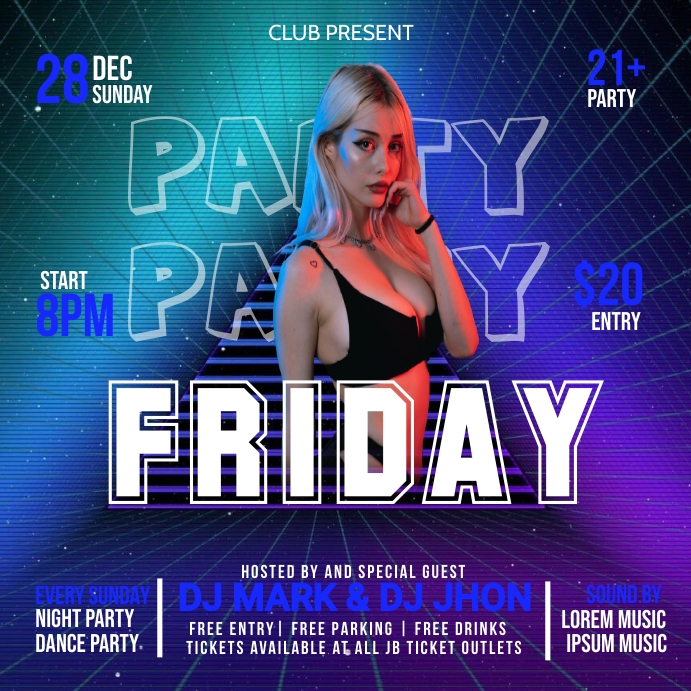 Friday Party Night Instagram Plasing template