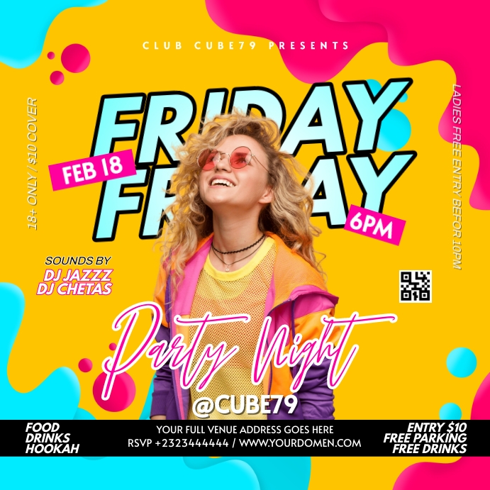 Friday party night Publicação no Instagram template