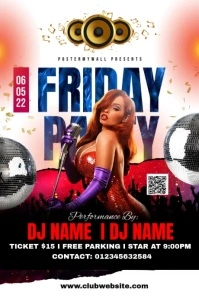 friday party night template 横幅 4' × 6'