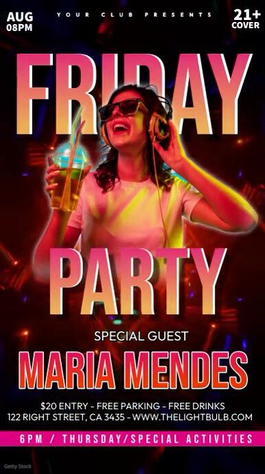 Friday Party Video Instagram Story template