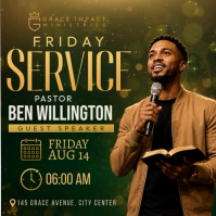 Green Church Service Event โพสต์บน Instagram Template
