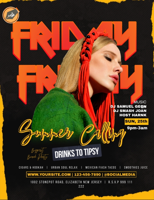 Plantilla de Friday Summer Calling Folletos | PosterMyWall