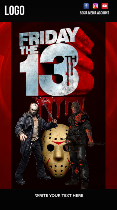 Friday the 13th poster เรื่องราวบน Instagram template