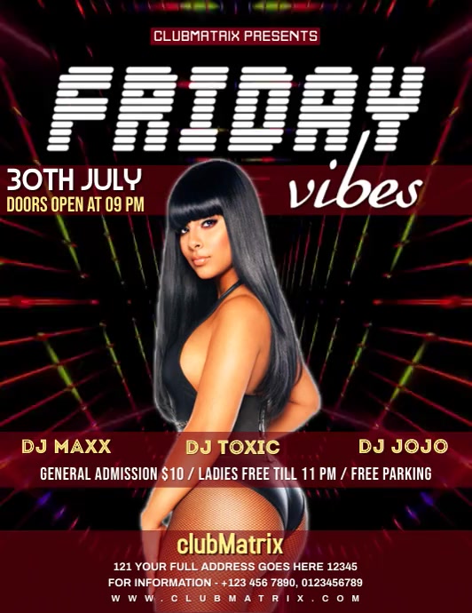 FRIDAY VIBES CLUB PARTY Flyer (US Letter) template
