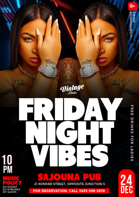 Friday Vibes Night Club Event Party Event Flyer A4 Template | PosterMyWall