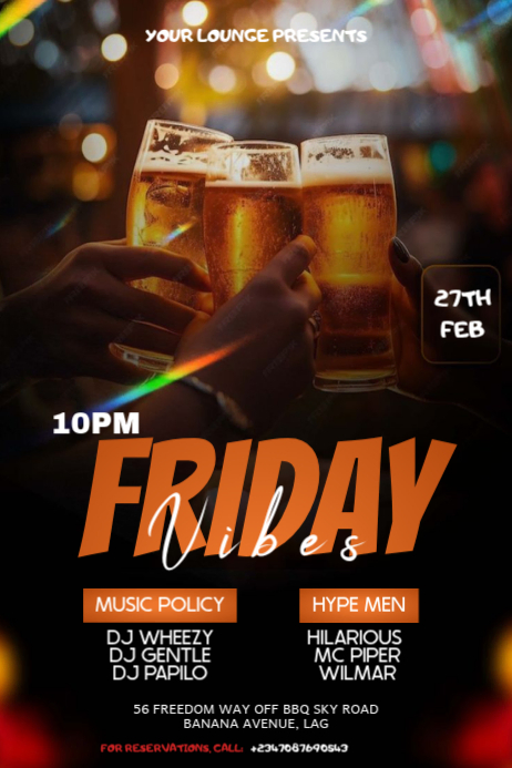 Friday vibes night party Template | PosterMyWall