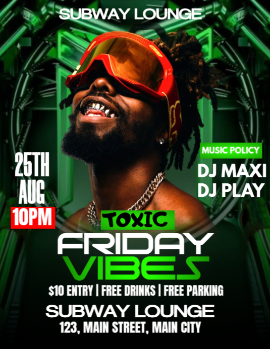 friday vibes party Flyer (US Letter) template