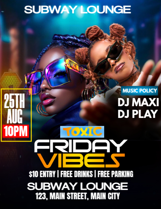 friday vibes party Flyer (US-Letter) template